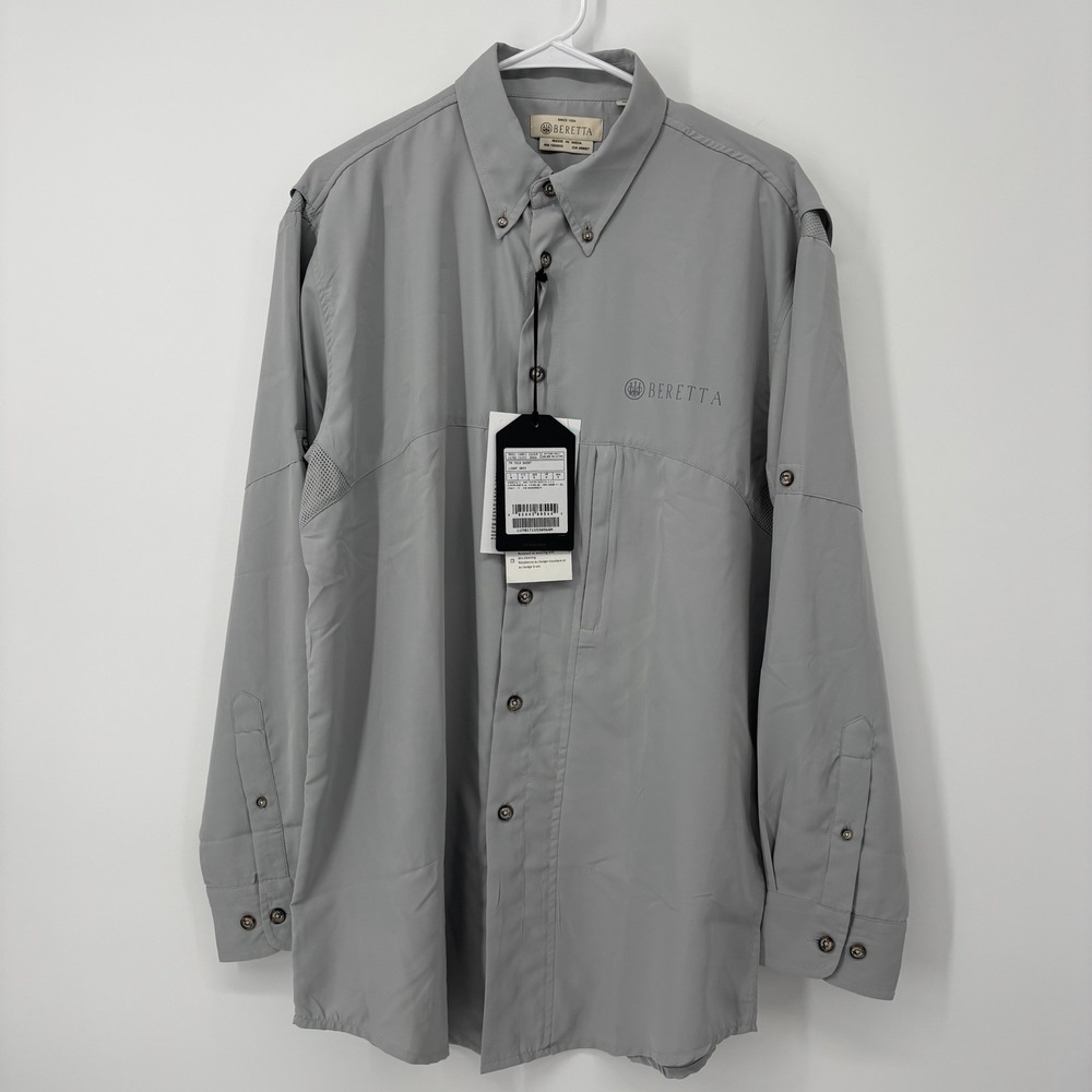Beretta TM‎ Tech Shirt Gray Men's Size Medium Long Sleeve Button Front